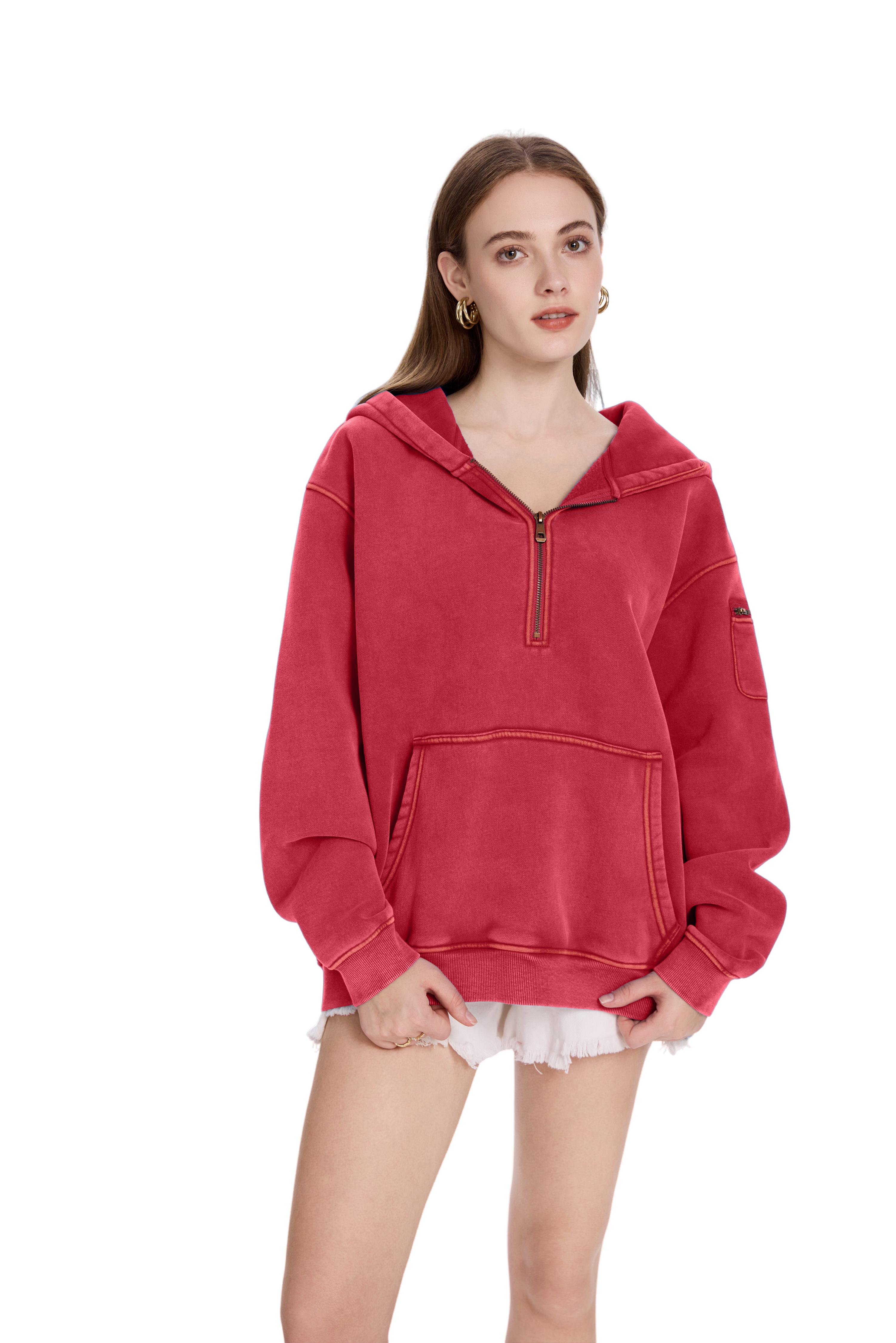 FAIABLE Unisex Hoodies Fleece Fall Fashion Outfits Half Zip Sweatshirts Winter Jackets Oversized Pullover Tops Clothes