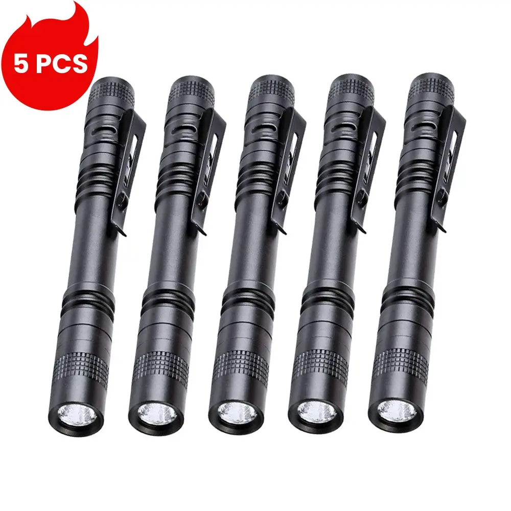 5PCS High-Powered Handheld Super Bright Light - 3W High Lumen Mini Flashlight Torches with Pen Clip, Portable EDC, Durable Aluminum Body, Long Battery Life, LED Camping Tools and Gadgets for Outdoor Adventures