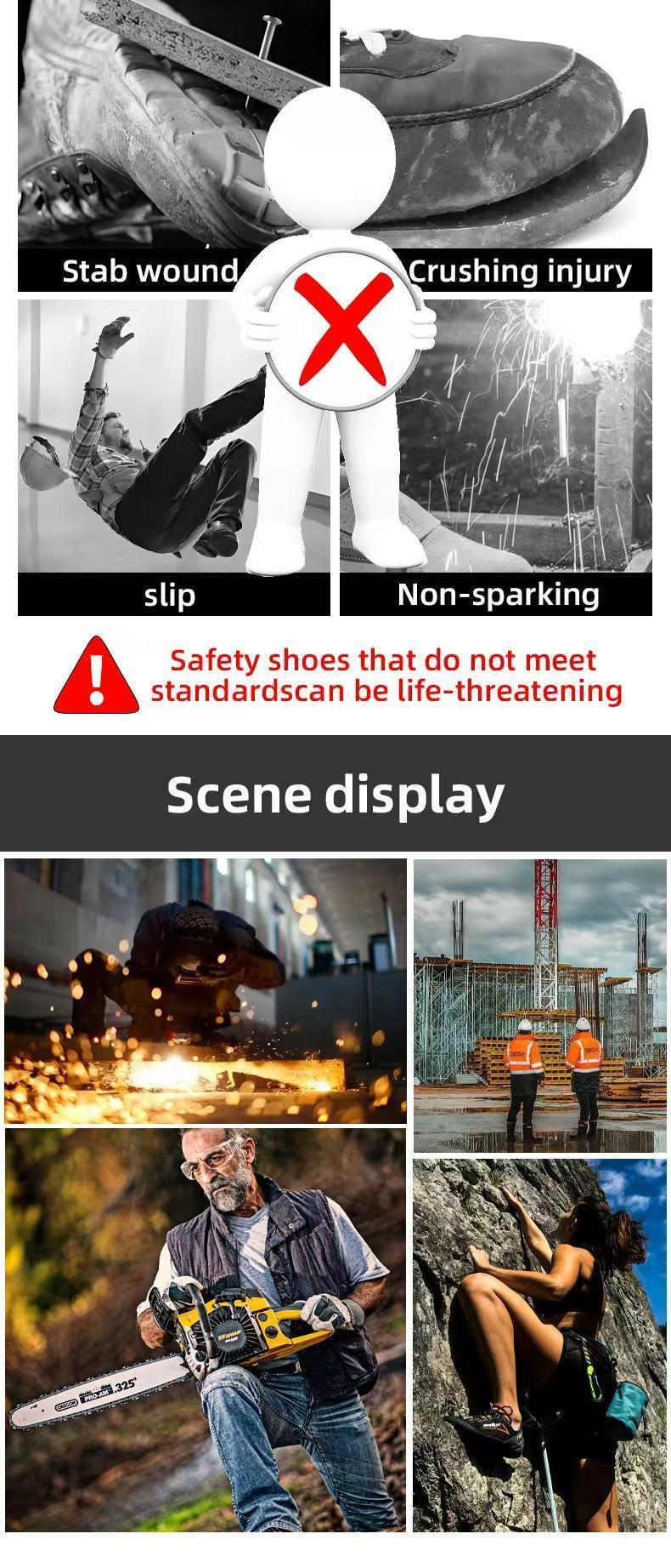 Men's Lace Up Low Top Anti Piercing & Anti Smashing Safety Shoes with Rotating Button, Casual Comfortable Breathable Contrast Mesh Work Shoes, Contrast Mesh Design Anti-slip Shoes for Outdoor Work,Lightweight Men's Workout Sneakers