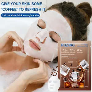 ROZINO Iced Americano Caffeine Anti-Wrinkle Facial Mask 5 Sheets 30g Hyaluronic Acid for Hydration Skin Repair & Firming Ideal for Post-Stay-Up Care Daily