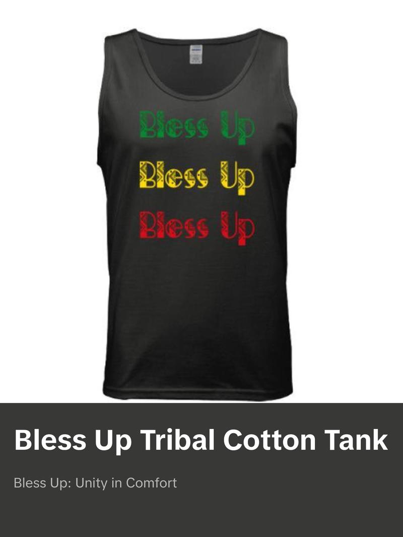 Bless Up Tribal Tank – Men’s Cotton Rasta-Inspired Graphic Tank Top Jersey Knit Bless Up Tribal Tank – Men’s Cotton Rasta-Inspired Graphic Tank Top Jersey Knit