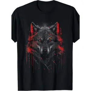 100% Made in USA, 180g Wolf Dark Lone Moon Savage Mythical Wild Art T-Shirt