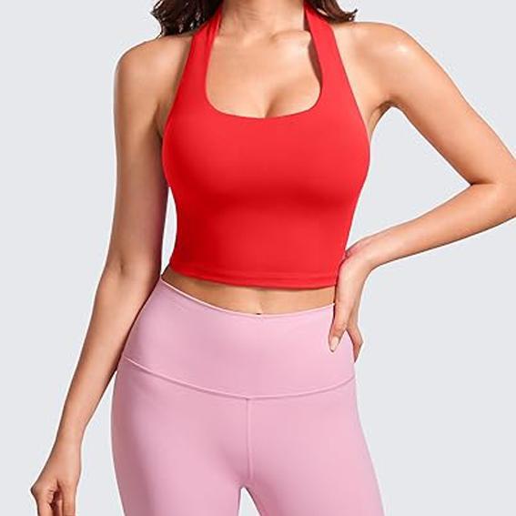 DEEFY Impact Halter Top Gymwear Workout Fitness Yoga Seamless Halter Tanks Sportswear Backless Sports Women Activewear Gym Outdoor Tank Tops Pilates Outfits Gymswear