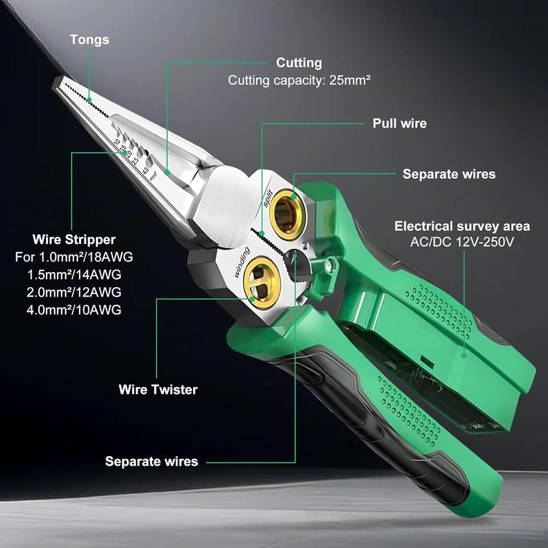 8 in 1 Wire Stripper with Voltage Tester, 2025 Upgrade Multi-function Stripping Tool for Cutting and Pulling Pliers, Electrician Repair Tool