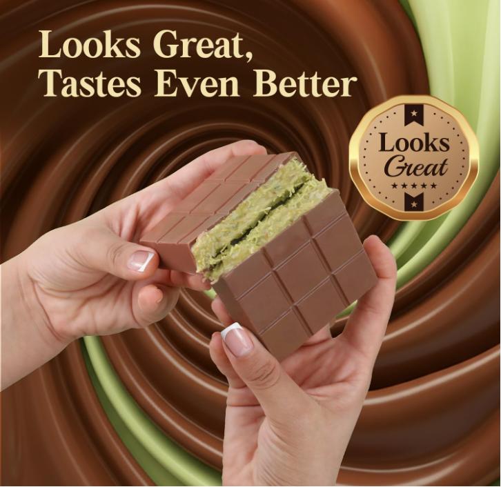 Dubai Chocolate Bar Pistachio – 2.6 oz Premium Dessert with Pistachio Cream & Kataifi Filling | Gourmet Dubai Chocolate Filling | Elegant Gift Chocolate