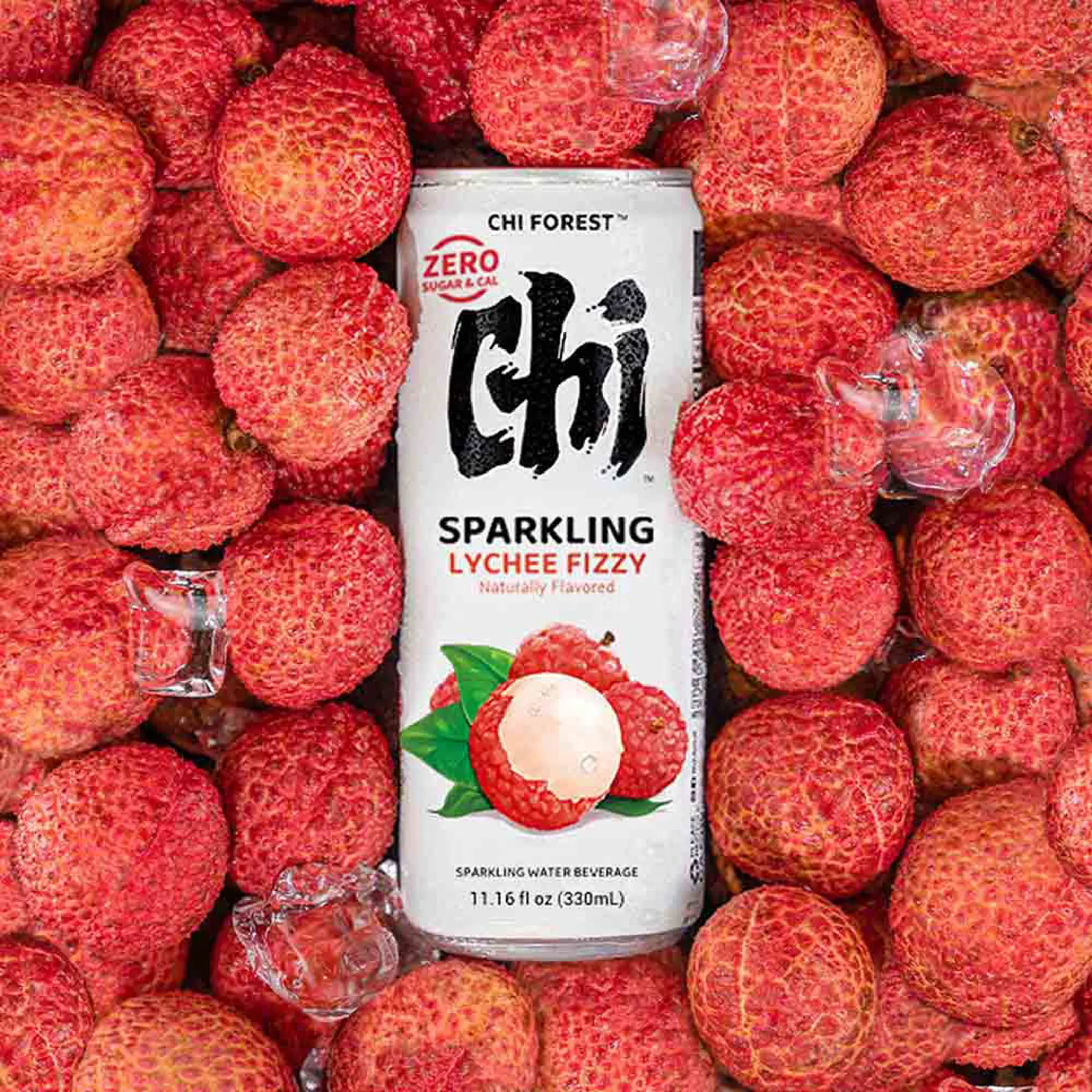 CHI FOREST Lychee Flavored Sparkling Water Beverage, 11.16 fl oz Canned Sugar-Free Drinks (24-Pack)