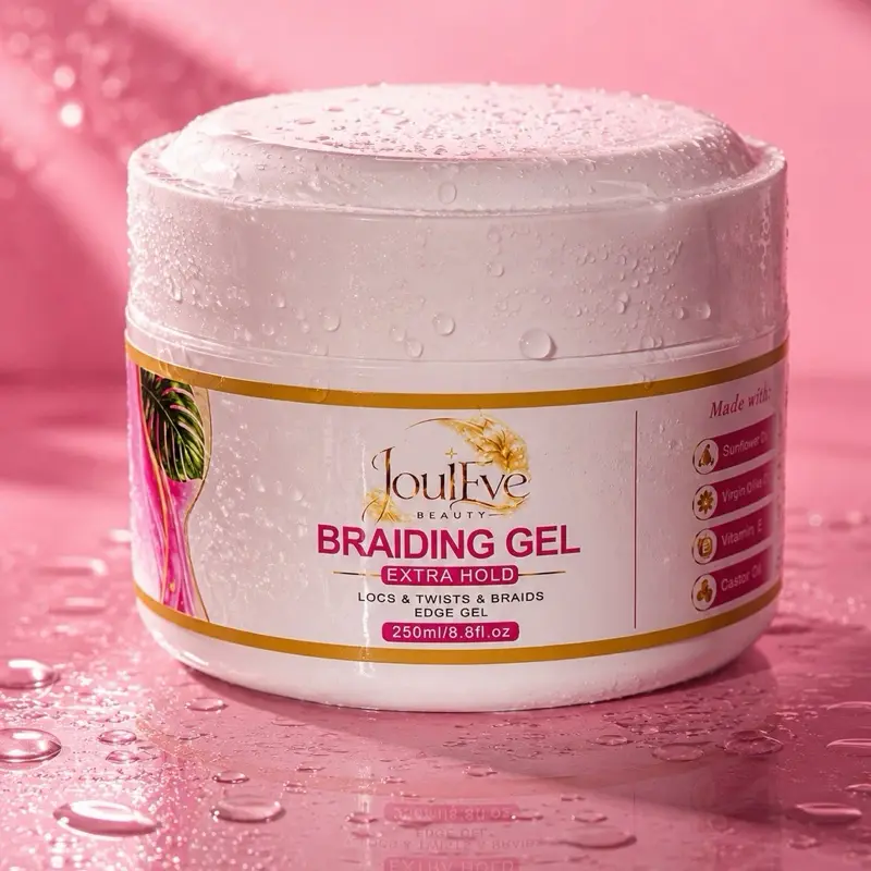 JoulEve Beauty Braiding Gel - Strong Hold for Braids, Locs, Styling, & Twists - Long-Lasting Shine, Non-Flaking Styling Gel - 250ml