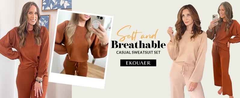 Ekouaer Women's two-piece set long sleeved pullover top with pockets wide leg pants casual set Pajama Loungewear Nightwear,Outfits for Daily, Downtown Girl Clothes. Fal Outfits, Christmas 2025 Trend, Fall & Winter Womenswear Ekouaer Women's two-piece set long sleeved pullover top with pockets wide leg pants casual set Pajama Loungewear Nightwear,Outfits for Daily, Downtown Girl Clothes. Fal Outfits, Christmas 2025 Trend, Fall & Winter Womenswear