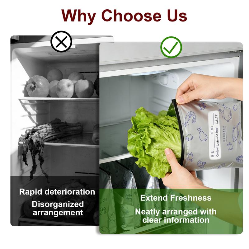 30pcs Reusable Sealable Storage Bags 2026 New Resealable Vacuum Zipper Pouches for Food Stand Up Sealable Bags with Label Zip Lock for Vegetable Fruit Meat