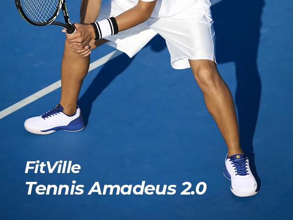 FitVille Men's Amadeus Tennis & Pickleball Court Shoes V2 material Athletic Ortholite Insole Breathable Upper Foot Comfort Sports Cushioning Fathersdaygift