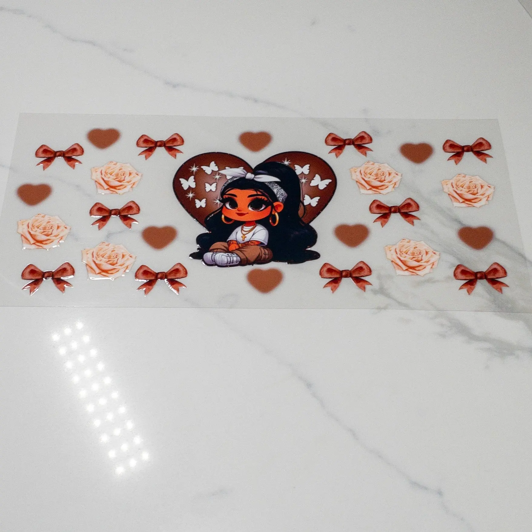 Coquette Brown Heart Rose  Bows
