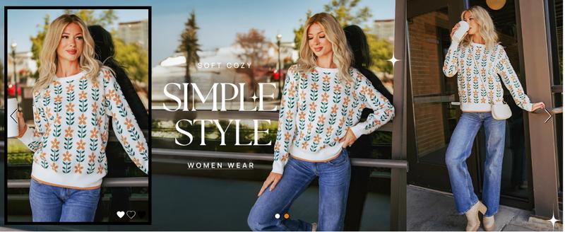 ZESICA Women's Long Sleeve Crewneck Sweater 2025 Fall Printed Cute Oversized Knitted Pullover Tops Trendy Clothes