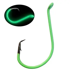 20Pcs Circle Hooks Saltwater Glow in Dark Offset Fishing Hooks for Catfish Bass Trout, Size 1/0 to 10/0