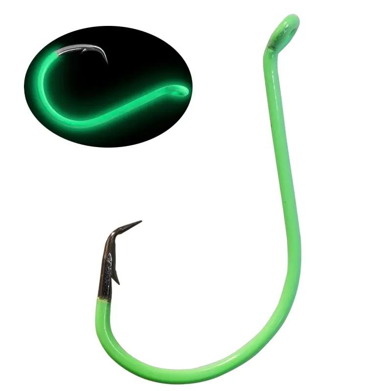 20Pcs Circle Hooks Saltwater Glow in Dark Offset Fishing Hooks for Catfish Bass Trout, Size 1/0 to 10/0