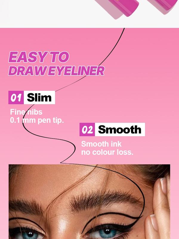 Flawless Finish Liquid Eyeliner, Dual-End Stamp And Ultra-Fine Tip Combo, All-Day Hold With Smudge Resistance, Smooth Application For Crisp Lines, Designed For Sensitive Eyes And Contact Lens Wearers, Makeup Cosmetic, Eyeliner