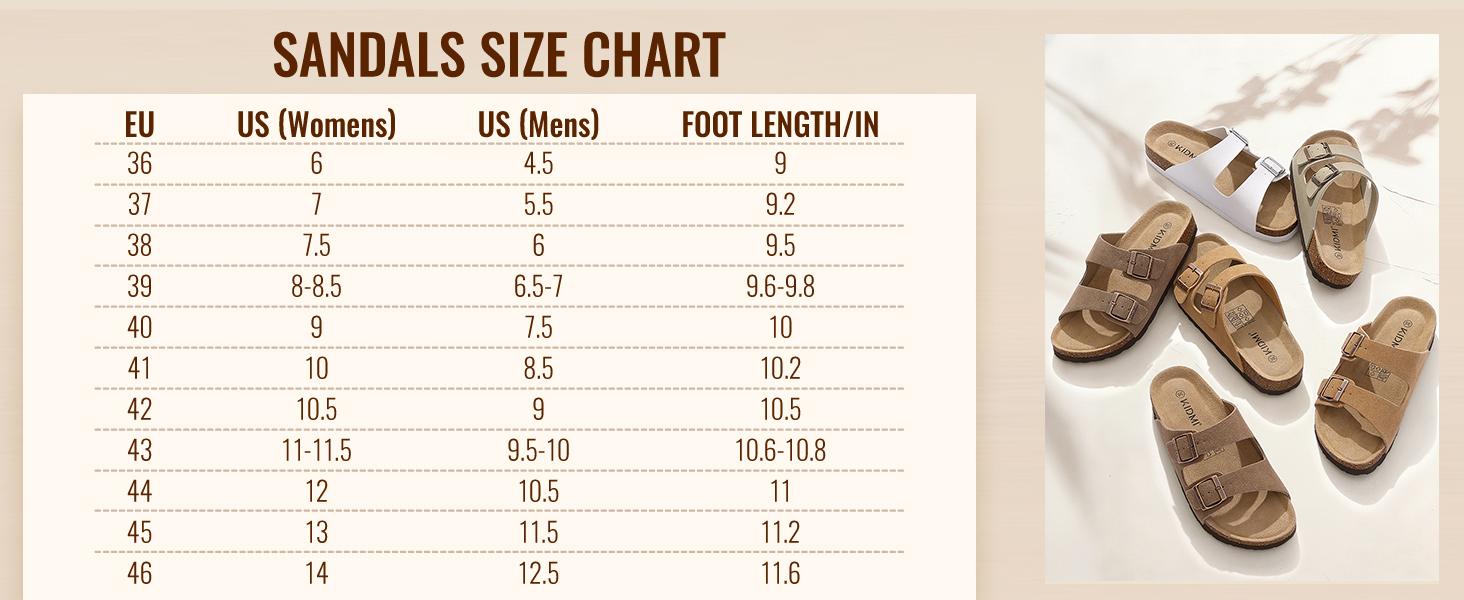 KIDMI Womens Flat Sandals Summer Sandals Arch Support Cork Footbed Slide Sandals with Double Adjustable Buckle for Women Men Outood Beach Sandals