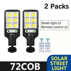 2-Pack Solar Powered LED Street Lights – Smart Remote & IP65 Motion Sensor – 3 Modes (Security/Dim/Highlight) for Pathways, Garages, Backyards & Front Yards – Heavy-Duty Waterproof Lighting Solution for Home & Outdoor Areas