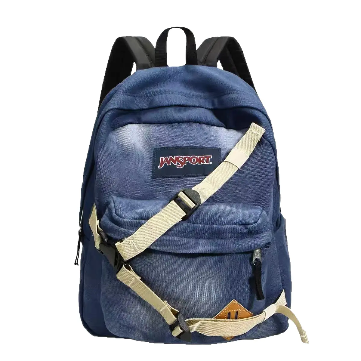 JanSport Vintage Washed Canvas Backpack Navy Blue, Retro Street Style Bookbag with Chest Buckle Strap & 15-inch Laptop Sleeve, Water Repellent Large Capacity Daypack for College Students Daily Travel