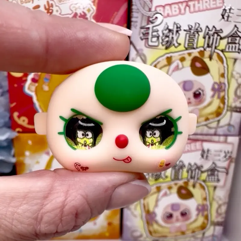Baby Three 50% Green Hair Black Special Eyes with Keroppi Frog Center. Baby Three Face Swap Baby Three Blind Box Custom Facial Surgery