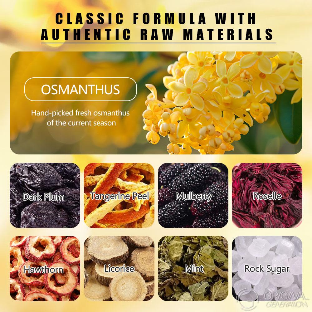 BOGO Digestion Tea Sweet And Sour Taste Of Osmanthus And Dark Plum Tea 2 Carton (1Carton 100g 10g×10pack) ×2 Caffeine Free With Forest Thermos With Osmanthus, Dark plum, Rock sugar, Hawthorn, Mulberry, Tangerine peel, Roselle, Mint, Licorice