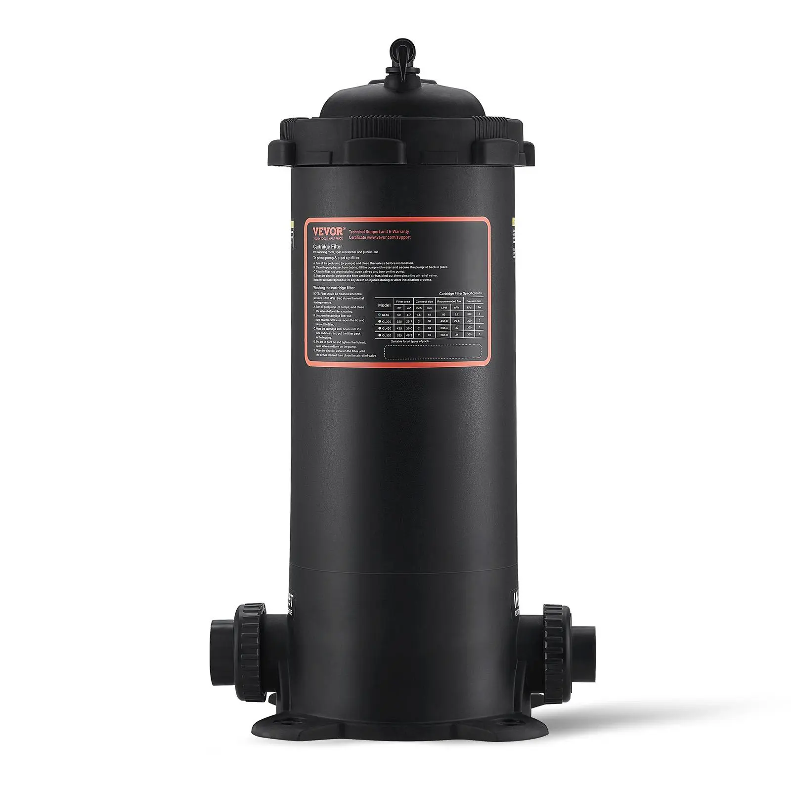 【SummerFinds】VEVOR Cartridge Pool Filter,  , 50Sq. Ft Filter Area Inground Pool Filter, Above Ground Swimming Pool Filtration Filter System with Upgrade Filter &Leak-proof Casing, for Hot Tubs, Spa, Inflatable Pool