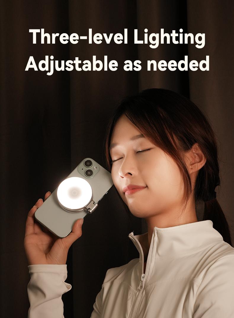 【Valentine's Gift】TELESIN 3-in-1 Magnetic Mirror Selfie Light –360° LED Ring Light with MagSafe, Mirror and Phone Stand, Portable Rechargeable Fill Light, 3 Color Temperatures for Makeup, Live Streaming, Video Calls, Gift, Compatible with iPhone 17