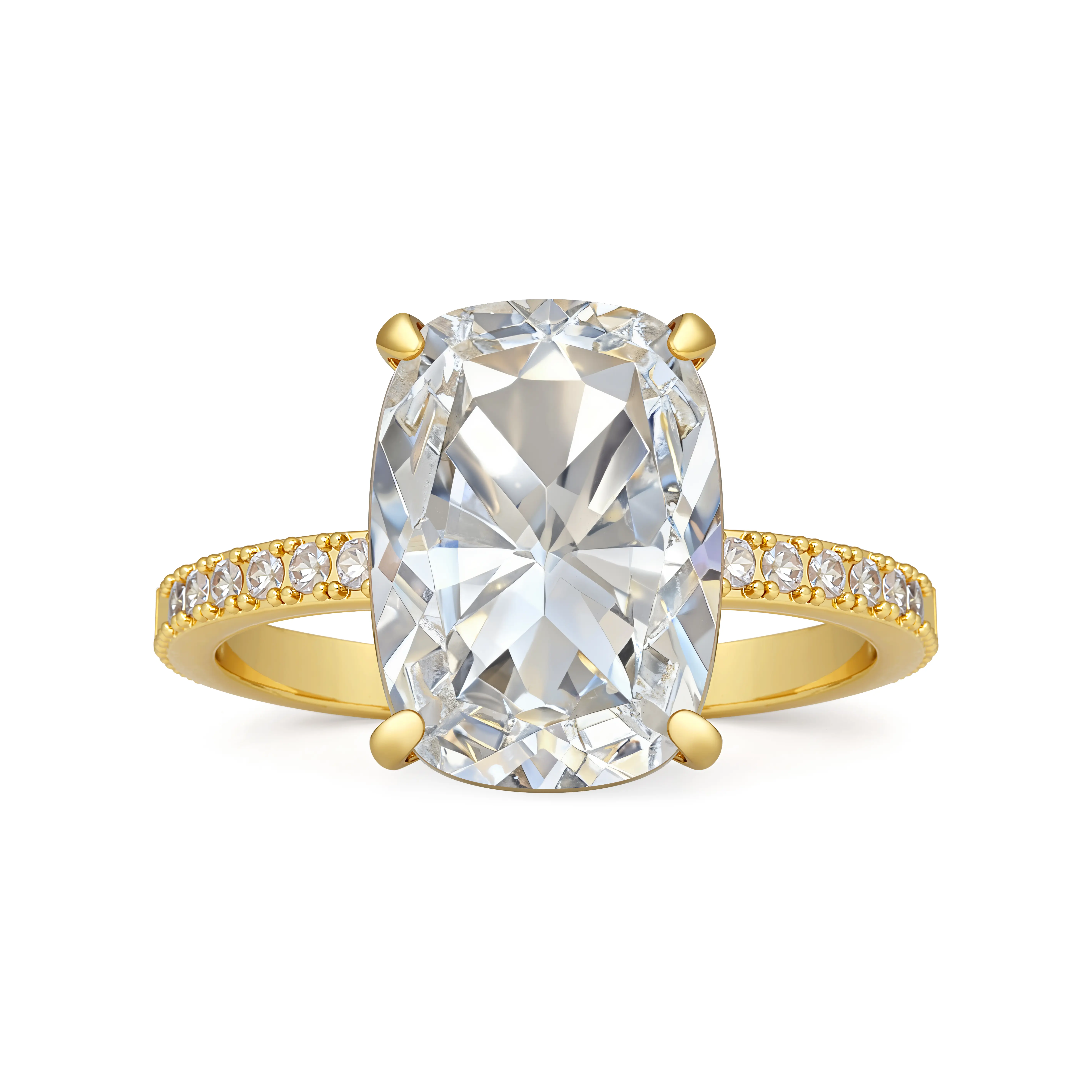 Aprilery Cushion Artificial Gemstone Cocktail Engagement Ring, Timeless Luxury Jewelry Rings
