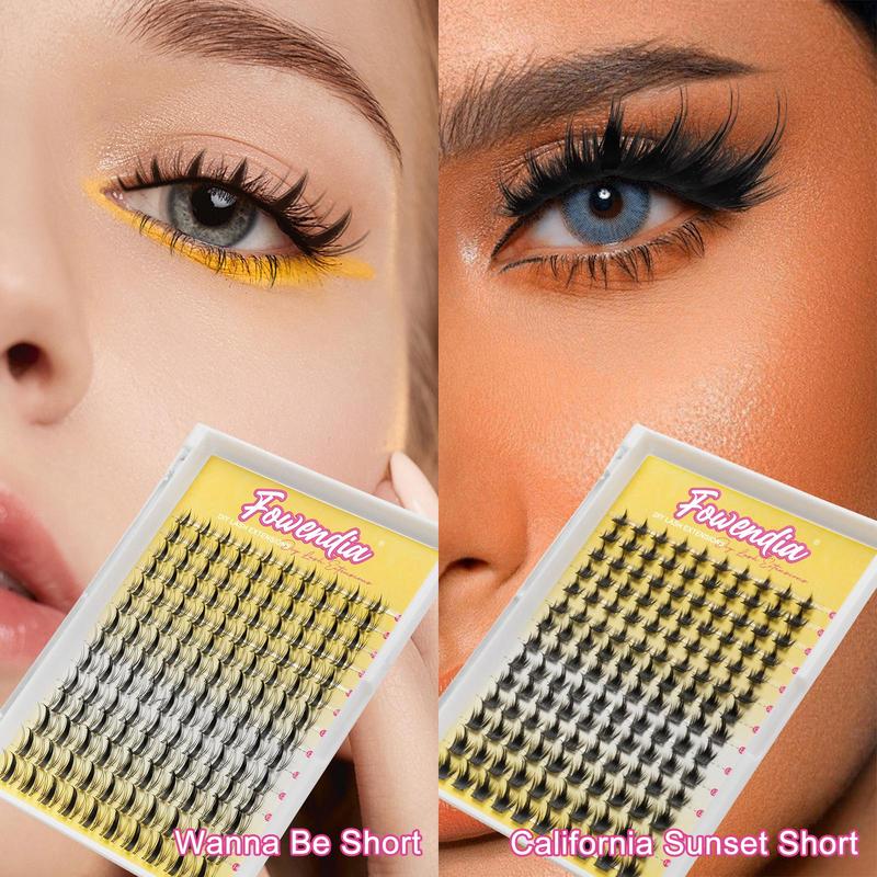 Fowendia Short Manga Lashes, California Sunset Short, Wanna Be Short | Cluster C/D Curl  Extension Kit | 8-14mm Lash Clusters with Bond, Seal, Remover - Ultra-Thin Transparent Bands |  Magic Anime False Eyelash Extension Kit dealsforyoudays
