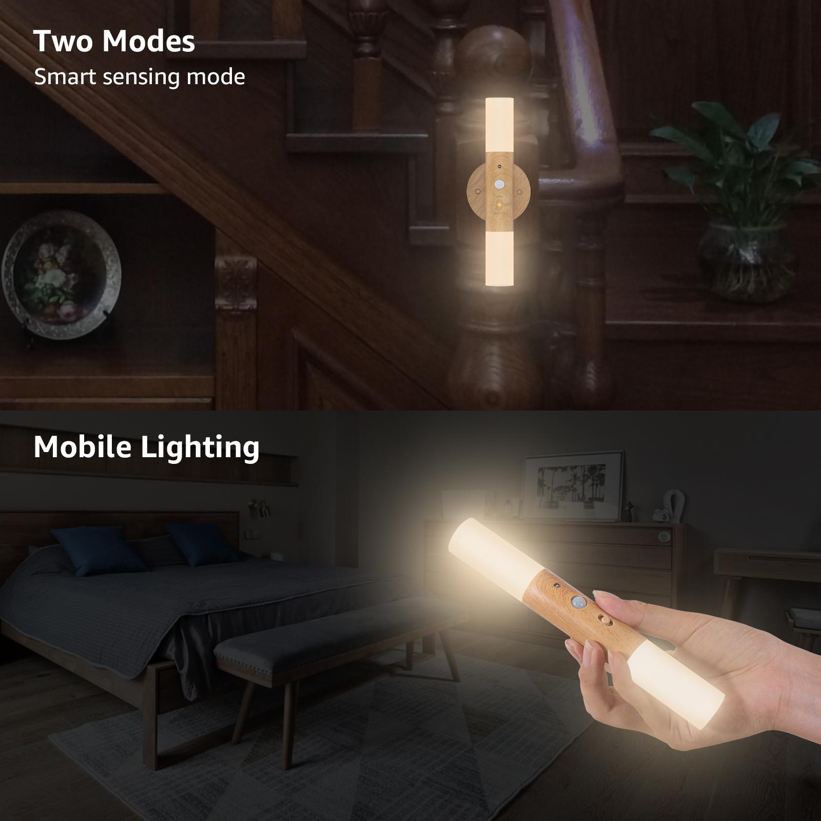 LED Motion Sensor Night Lights Magnet Body Hallway Lamp Rechargeable LED Wall Sconces Magnetic 360° Rotation Corner Portable for Stairway Bedroom Battery Powered