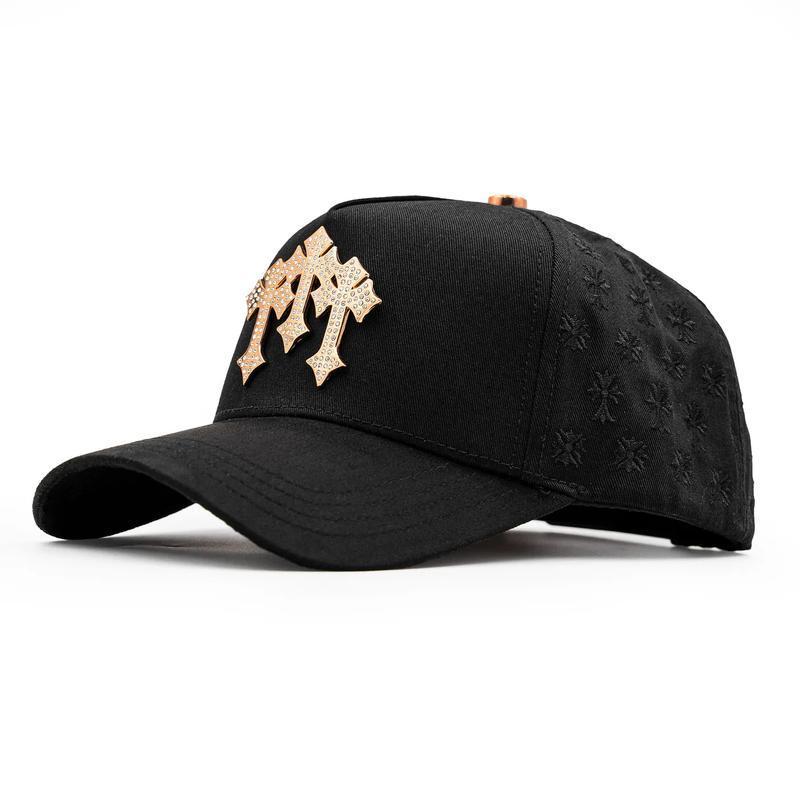 Crosses Trucker Hat  Black Baseball Cap with Embossed Cross Design for Men and Women Men, Women, and Teens Seeking a Bold Urban Snapback Hat with Chrome-Inspired Styling