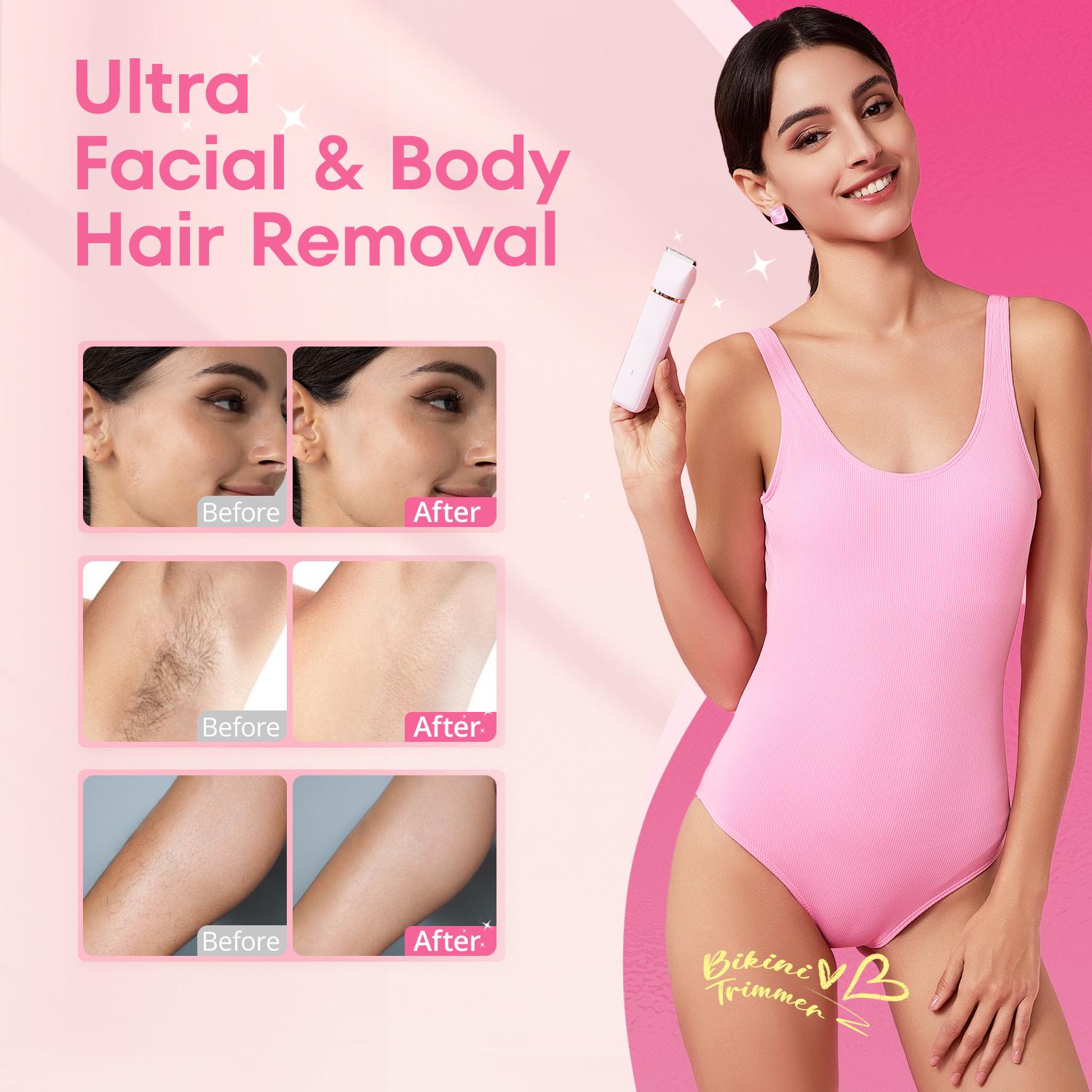 Bikini Trimmer for Women,Electric Razor & Shaver for Face, Body & Intimate Areas ,Hair Trimmer Ipx7 Waterproof Wet & Dry Use,Rechargeable Razor Travel Grooming Kit