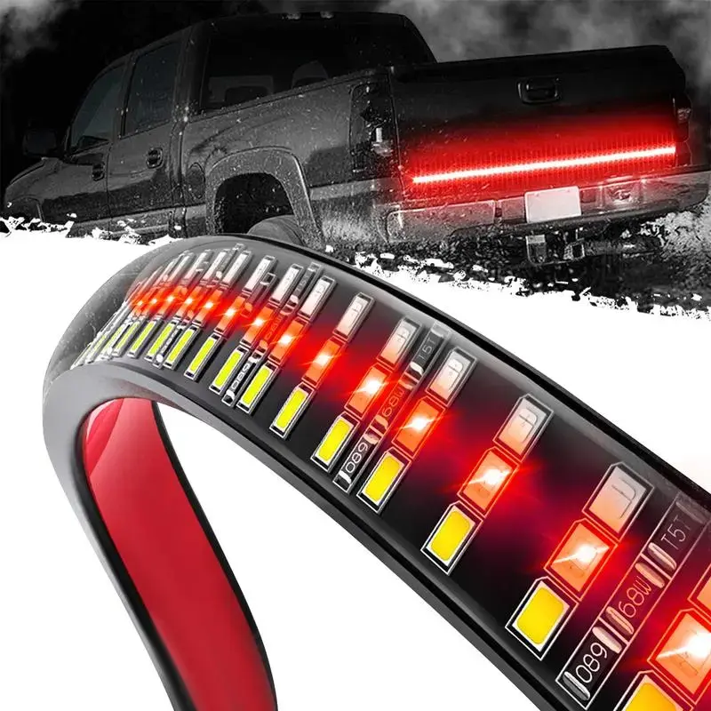 60 In Triple Row LED Tailgate Light Bar (2 m), 12V DC Waterproof Led Light Bars, Brake/Reverse Functions, Amber Turn Signal, Bright Reliable Illumination, Universal Fit for Pickup/SUV