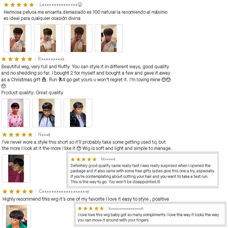 ShowRealHair Bowl Cut Wig for Women - 6 Inch Short, Wavy & Fluffy Layered Pixie Cut Style with Fringe, Perfect for Daily Wear and Fashion