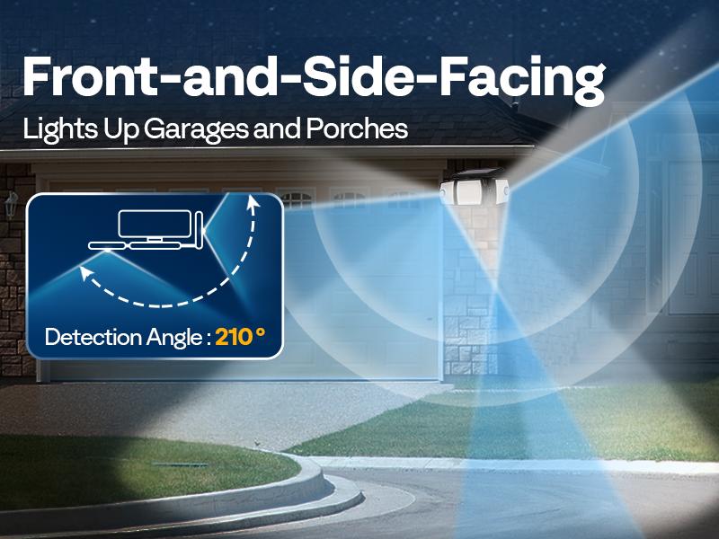 VIVOHOME Linkable Solar Flood Lights Outdoor, 2 Adjustable Motion Sensors Security Lights with 3 Heads, 2500LM, IP65 Waterproof, Solar Powered for Outside, Yard, Porch, Patio