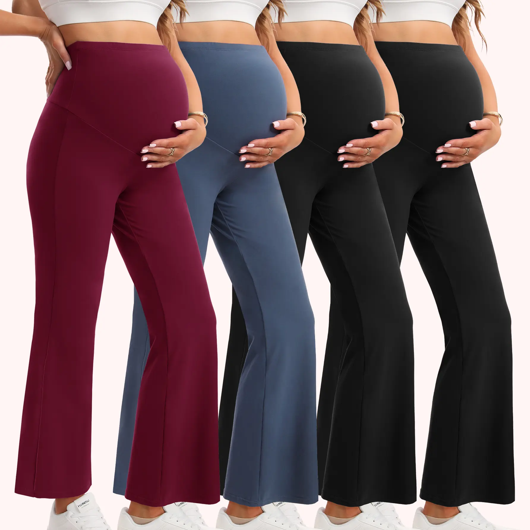 4 Pack Women's Maternity Flare Leggings with Pockets Pants Over The Belly High Waisted Yoga Pregnancy Leggings Workout Pregnancy Pants for Workout Soft Pregnancy Activewear in Assorted Colors summerwins,back to school shopping