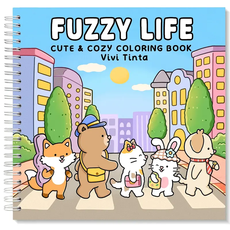 VIVI TINTA Adult Unisex Coloring Book - Office Stationery Art Supplies with Artistic Touch, Cozy Pages, Cute Animals & Nature Scenes, Blank Space for Relaxation, Thoughtful Gift for Adults/Friends/Family