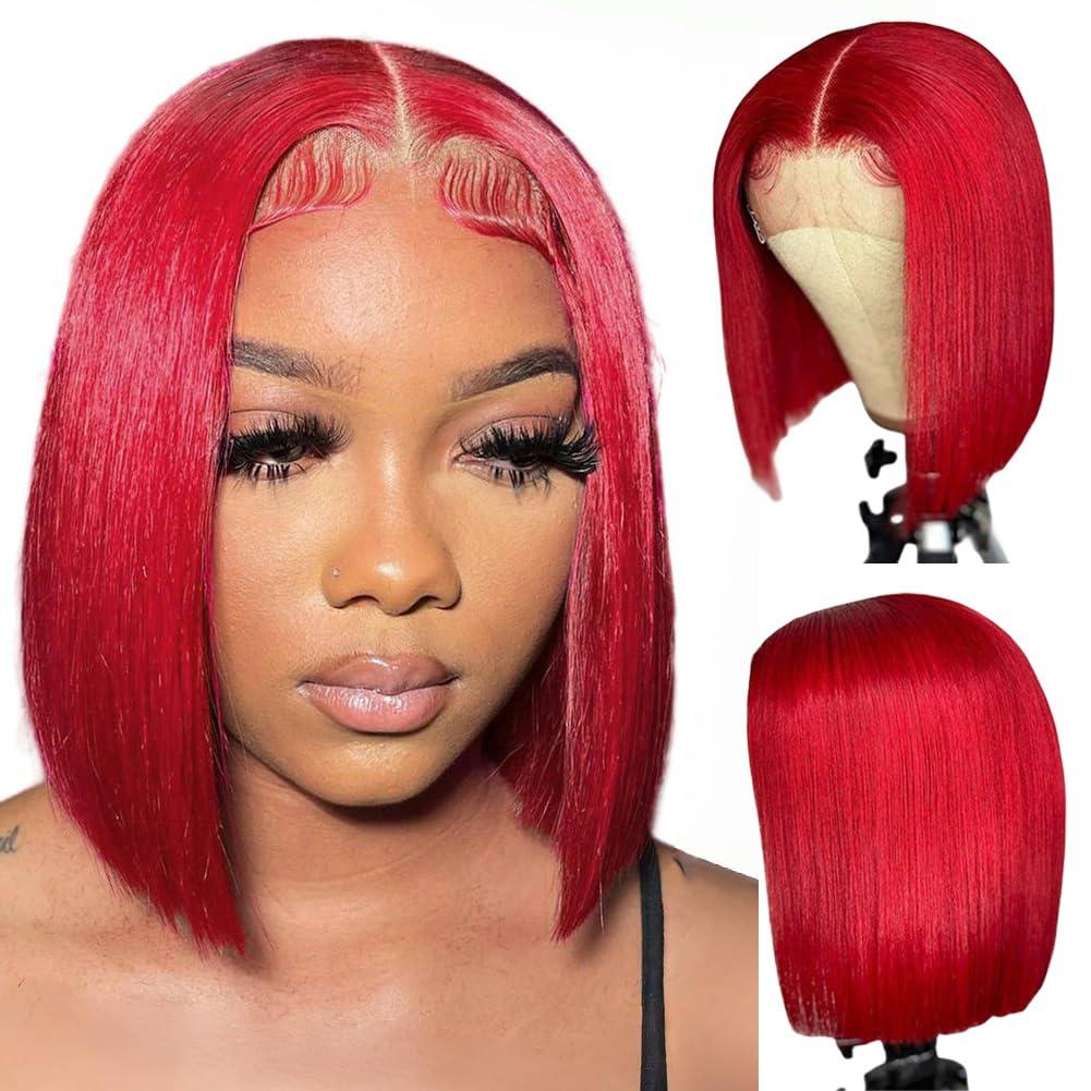 Bob Wig Human Hair 13x4 Frontal Lace Wig 180% Density Short Straight HD Lace Front Bob Wigs for Women Human Hair Glueless Pre Plucked Hairline with Baby Hair 12 Inch