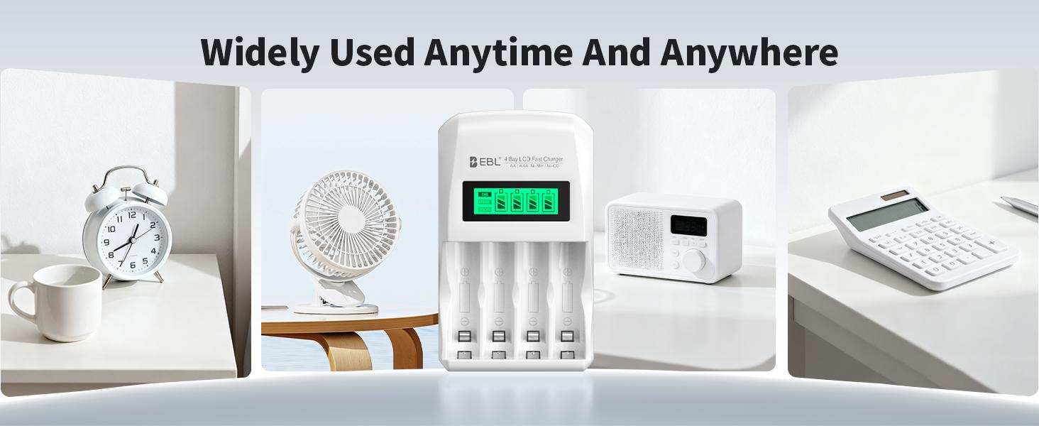 EBL Rechargeable AA AAA Batteries &  Individual Battery Charger Kit