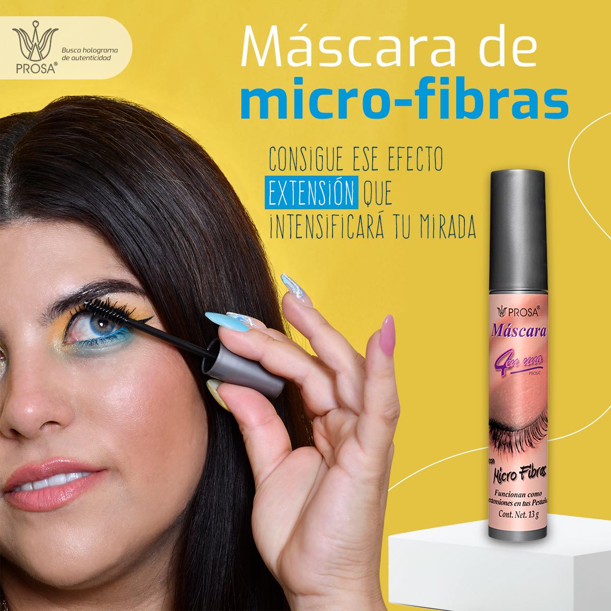 Prosa 4 En 1 Con Mascara Micro Fibras 13g with 4 in 1 Formula, Deep Black Color for Intense Eyelashes Extension Prosa 4 En 1 Con Mascara Micro Fibras 13g with 4 in 1 Formula, Deep Black Color for Intense Eyelashes Extension