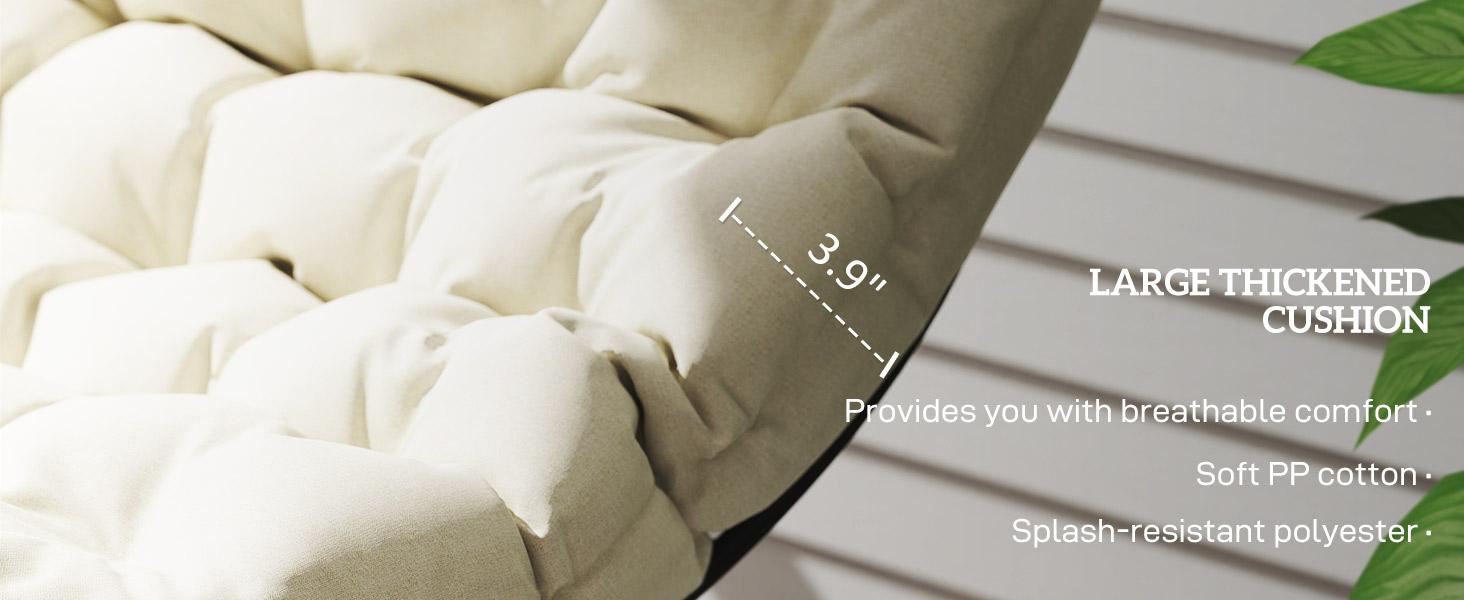 Outsunny Outdoor Rocking Chair Set of 2, Oversized Rocking Papasan Chairs with Cushions, Steel Frame, Comfy Rockers for Patio Porch Lawn Garden, Black