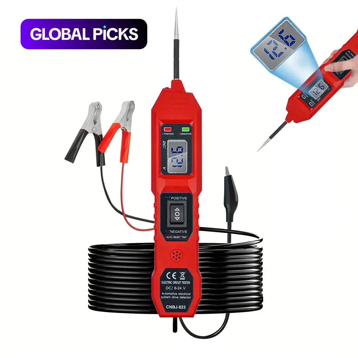 DC 6-24V Circuit Tester, 1 Count ABS Digital Display Circuit Tester, Bidirectional Portable LED Fuse Tester with Indicator Light for Car, Truck, Motorcycle