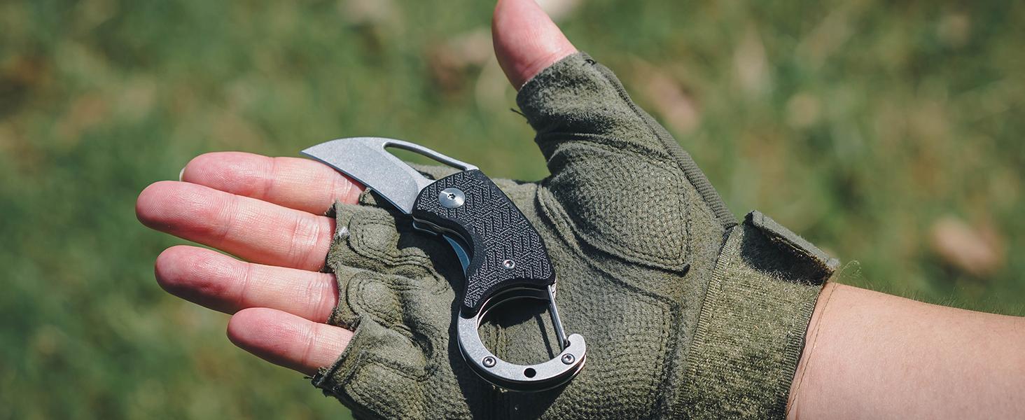 CJRB Anansi Multitool Folding Utility Knife with AR-RPM9 Claw Blade G10 Handle,Small Karambit Pocket Knife, Compact Keychain Box Cutter for Hunting Military Camping Self Defense EDC