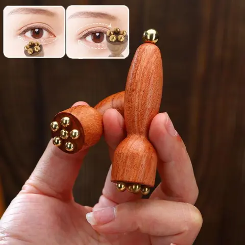 Wood Gua Sha Tool TCM Acupressure Massager for Puffiness Dark Circles Sensitive Skin Face Eye Massager Stick Light Beige