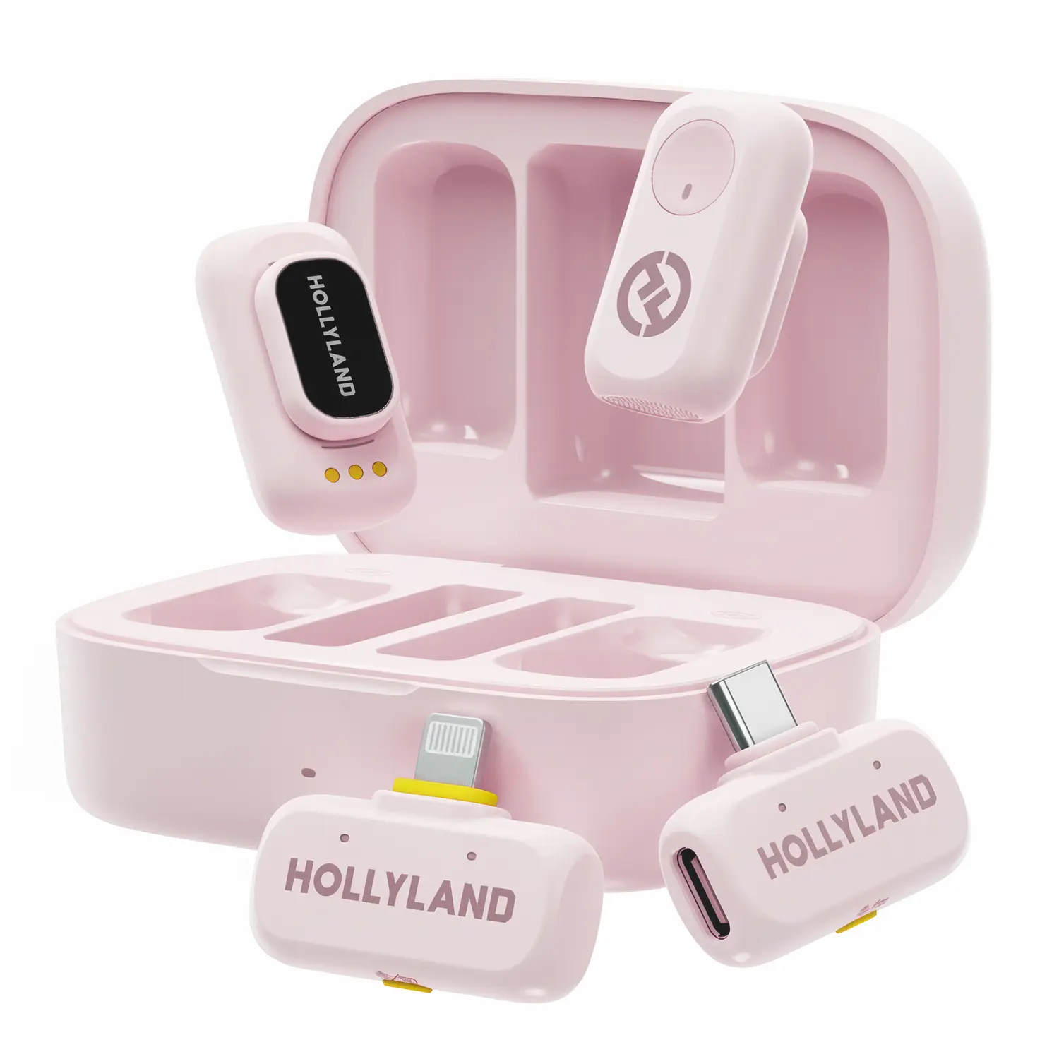 BackToSchool! Hollyland Lark A1 Combo Wireless Mini Microphone for Smartphone (iPhone & Android), 48kHz/24-bit, 3-Level Intelligent Noise Cancel, Chargeable with USB Type-C, 2TX + 2RX + Charging Case