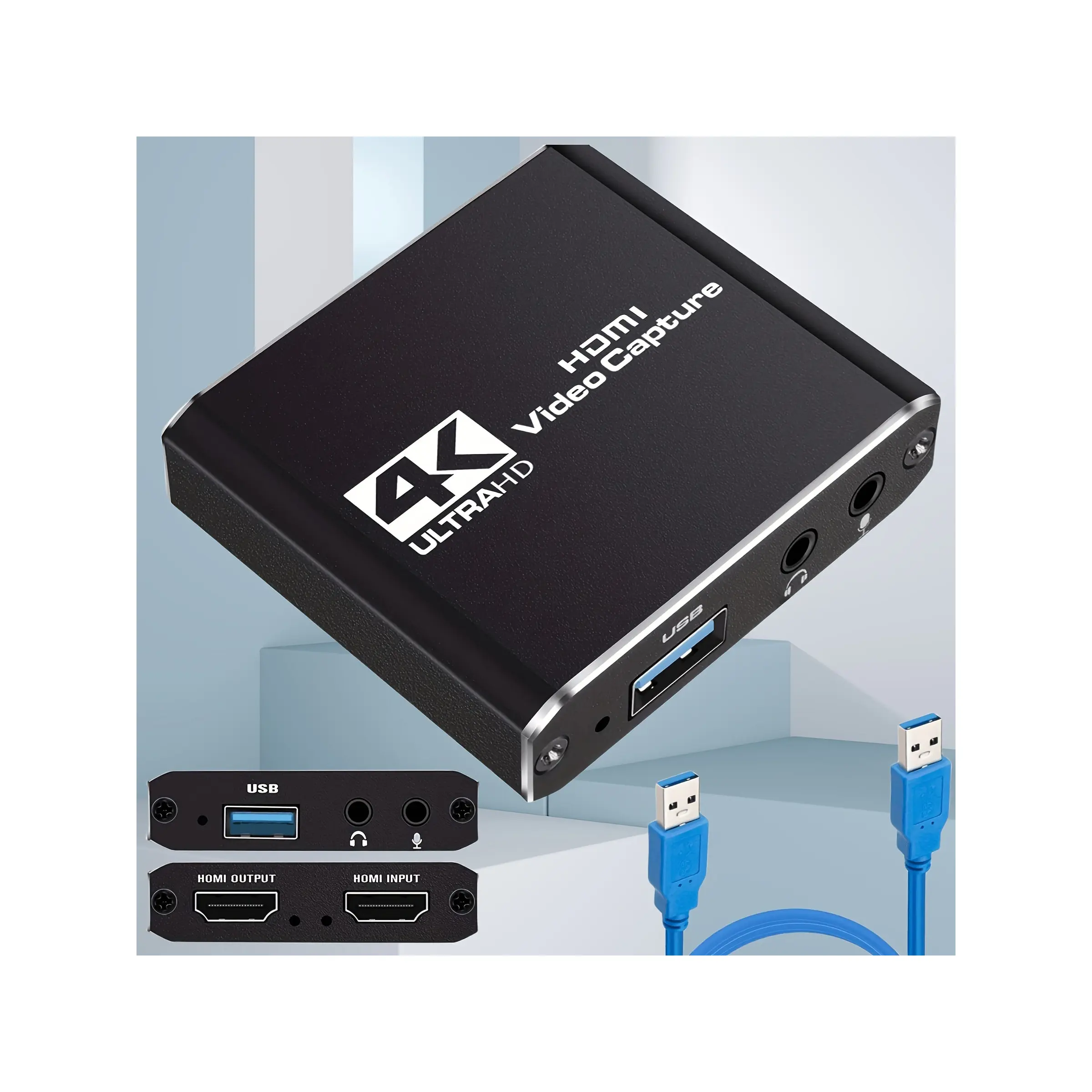 Capture Card, Audio Video Capture Card With Microphone 4K HDMI Loop-Out, 1080p 60fps Video Recorder For Gaming/Live Streaming/Video Conference, Works For  Switch/PS4/OBS/Camera/PC #SummerVibes