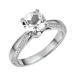0.2ct Natural Diamond Option 14k White Gold 1.2ct Topaz Ring