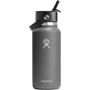 Hydro Flask 32 oz Vacuum Insulated Stainless Steel Water Bottle Flask - Flex Cap with Strap - Wide Mouth