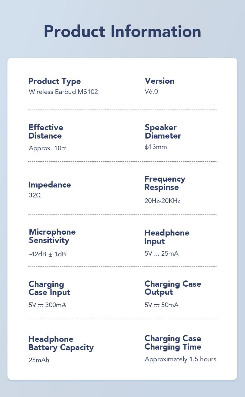 Miniso MS102-AI Translation Earphones, Bluetooth 6.0, LED display, high-fidelity wireless earphones, IPX5 waterproof rating, noise-canceling microphone, stereo in-ear headphones, suitable for office, sports, and study | Built-in microphone | Earphones