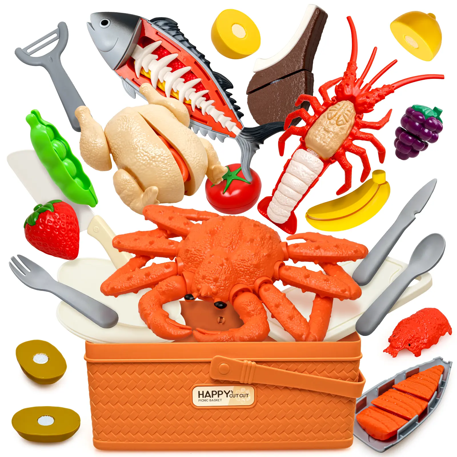 Cut & Play Food Toy Set for Kids, Picnic and Kitchen Pretend Play Toys Cut & Play Food Toy Set for Kids, Picnic and Kitchen Pretend Play Toys