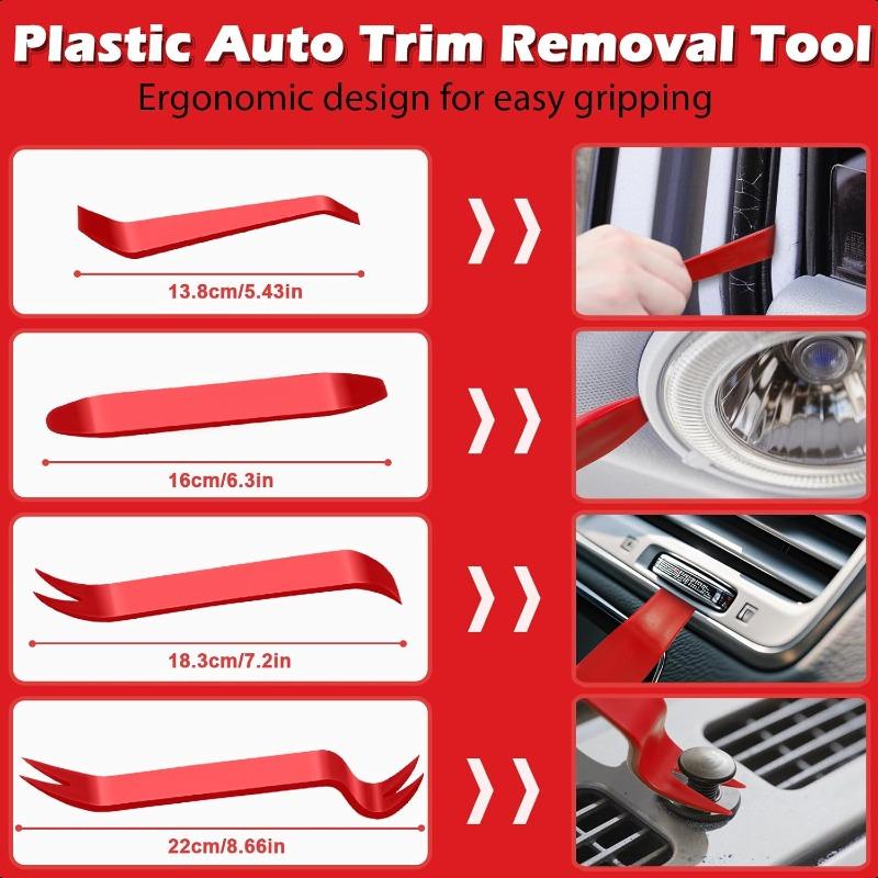 17pcs Telescoping Magnetic Pickup Tool Set with Extendable Neck Hook & Pick Tools for Car Trim Removal Scraper Auto Clip Remover Fastener Rivets Puller Mechanic Automotive Tools Kit